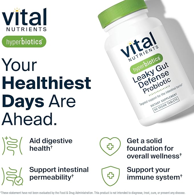 Hyperbiotics Vital Nutrients Leaky Gut Repair Supplement Probiotic | Science Backed Formula Strengthens Intestinal Barrier and Gut Health* | Reduces Digestive Discomfort | 60 Vegan Count