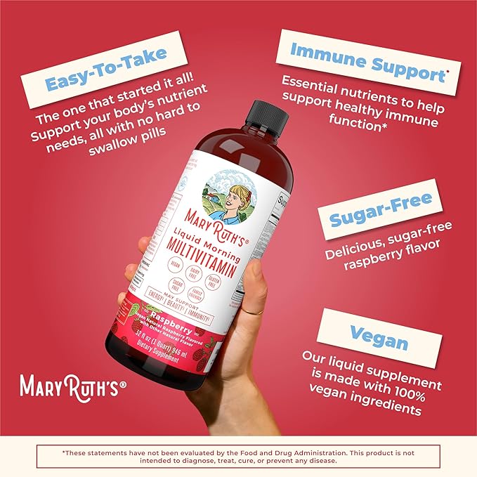 MaryRuth Organics Liquid Morning Multivitamin & Liquid Nighttime Multimineral Bundle, Vegan Vitamin C, Vitamin D, B Complex, Magnesium, Energy, Beauty, Sleep Support, NO Melatonin, 32 Fl Oz Each