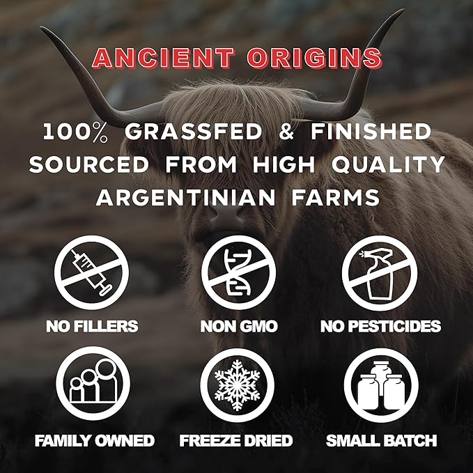Ancient Origins Grass Fed Beef Organs Supplement 4500mg - Desiccated Liver, Bone Marrow, Heart, Spleen, Pancreas & Kidney, Non-GMO, Gluten Free, Undefatted (180 Capsules, 750mg Each)
