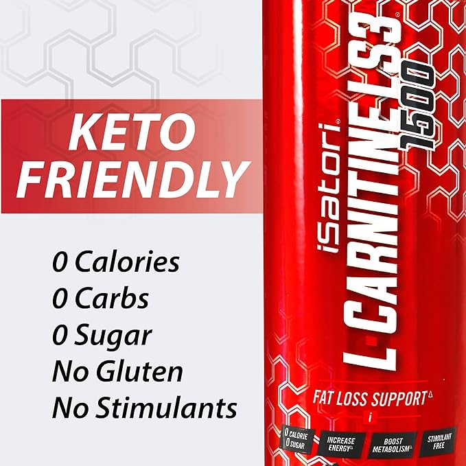 iSatori L-Carnitine LS3 1500, Liquid L-Carnitine with Acetyl L-Carnitine, L-Carnitine L-Tartrate, Stimulant Free Pre Workout, No Calories, Sugar, Gluten, Keto-Friendly, Grape Flavor (32 Servings)