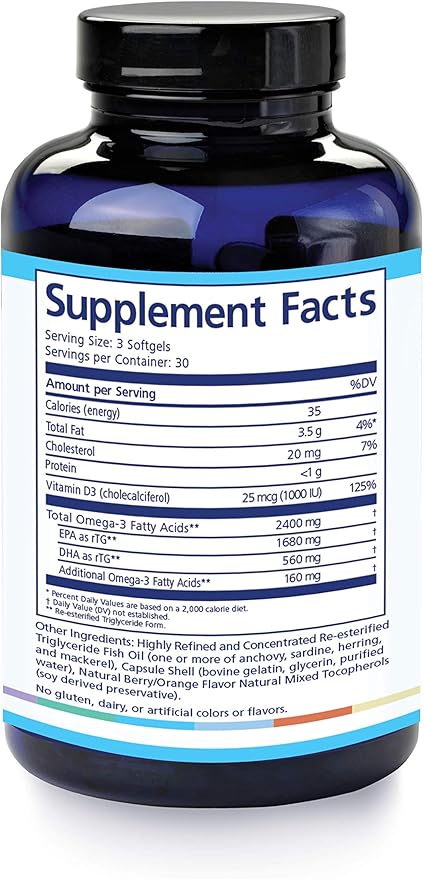 PRN De3 Dry Eye Ultra Pure rTG Omega 3 – Support for Dry Eyes - 2240mg EPA & DHA – New & Improved-Burpless-1 serving, 2-month supply