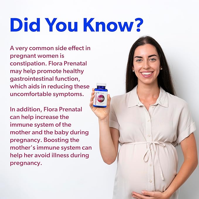 belle+bella Probiology Flora Prenatal Capsules - Dual Action Probiotic & Prebiotic Supplement with Folic Acid for Prenatal & Postnatal Women - Non-GMO, Vegan & Gluten Free - 30 Caps