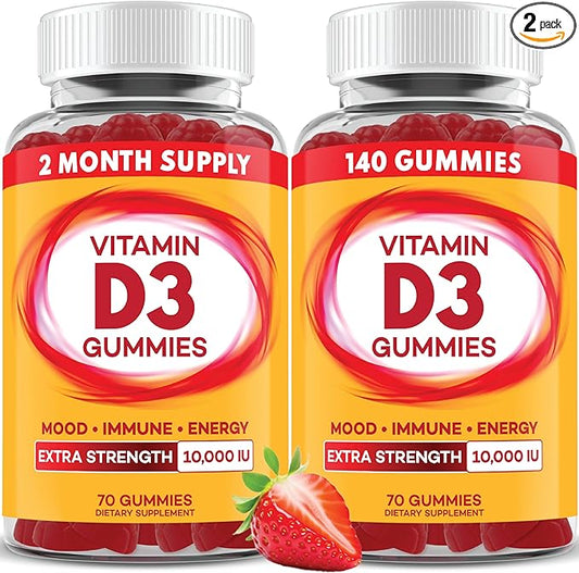 PAYÉ Vitamin D Gummies, D3, 10,000 IU (250 mcg) per Serving, Dietary Supplement for Bone, Teeth, Muscle and Immune Health Support Kids and Adults* - 140 Count