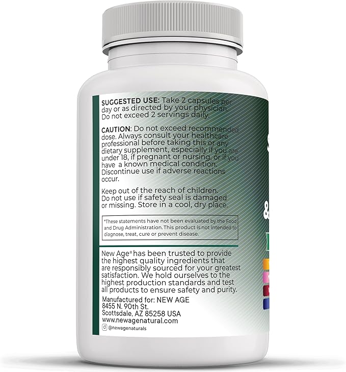 NEW AGE Selenium, Zinc, Iodine, L Tyrosine, Ashwagandha - Supplement for Women and Men with Bladderwrack, Turmeric, Silica Kelp, Schisandra - 120 Count