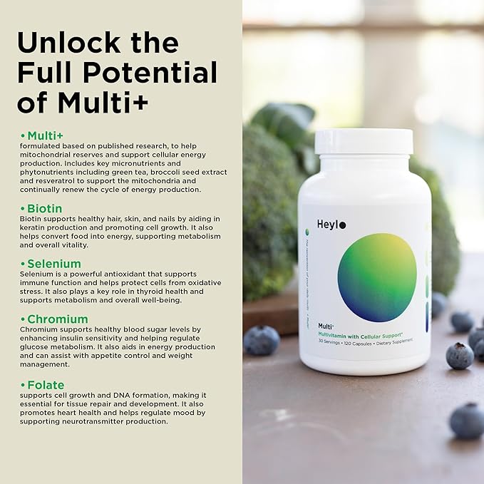 Heylo Multi+ Advanced Multivitamin Supplement – Boosts Energy, Enhances Immune Support, Provides Antioxidant Protection, Promotes Detoxification, with Vitamins, Minerals, Phytonutrients, 120 Capsules