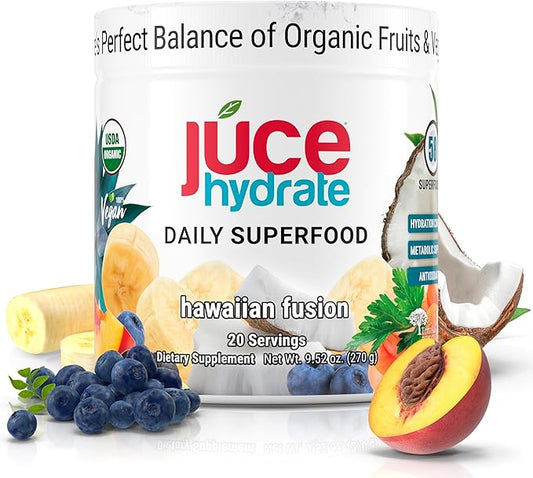 Júce Hydrate Replenishing & Nourishing Superfood Drink - Boost Reduce Fatigue - USDA Certified Organic, Plant-Based, Vegan - Gluten-Free, Dairy-Free, Soy-Free - 8.1 Ounce