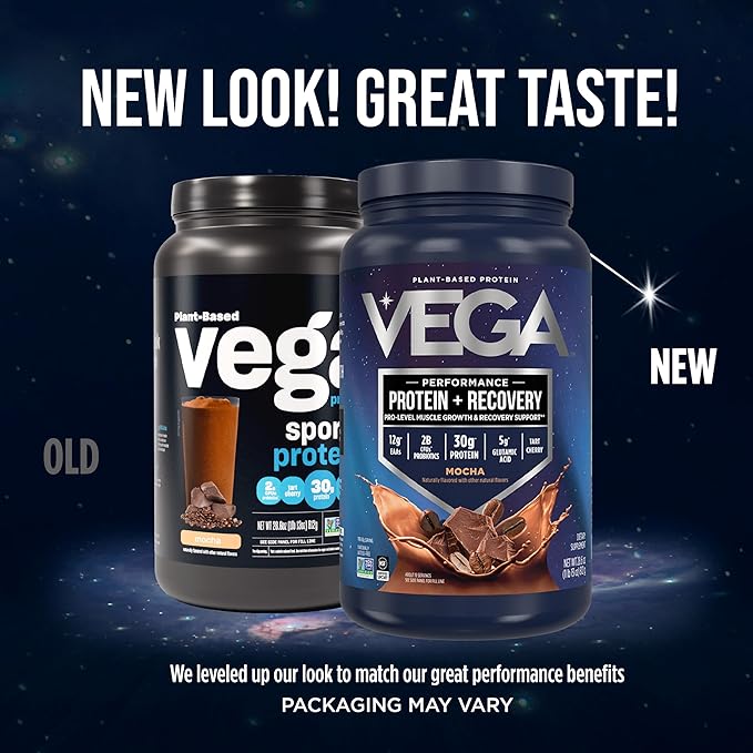 Vega Premium Sport Protein Mocha Protein Powder, Vegan, Non GMO, Gluten Free Plant Based Protein Powder Drink Mix, NSF Certified for Sport, 28.6 oz