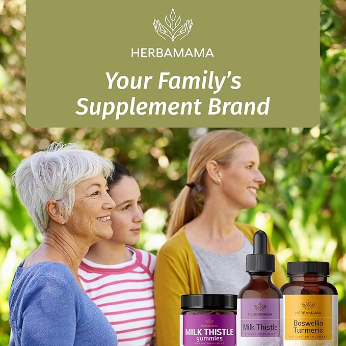 HERBAMAMA Milk Thistle Drops - Vegan Liver Support with Milk Thistle Extract Tincture - Non-GMO, Alcohol & Sugar-Free Liver Detox and Cleanse Supplement, 28-Day Supply