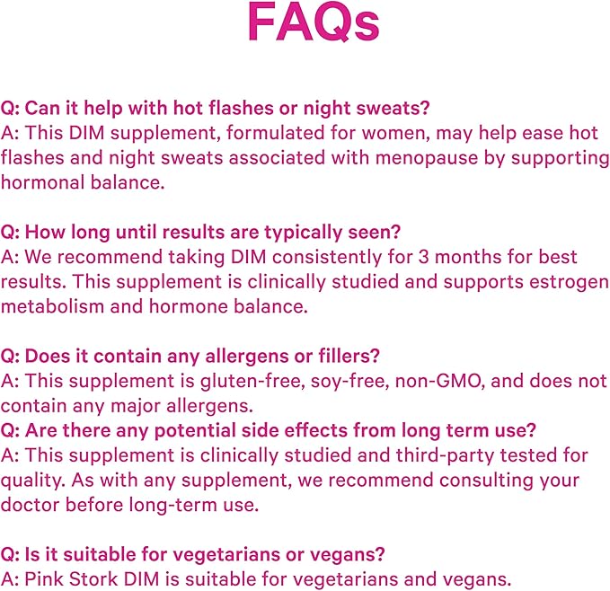Pink Stork DIM Supplement for Women - Estrogen and Hormone Balance for Menopause, Perimenopause & PMS - DIM 200 mg Plus BioPerine for Mood Support - 60 Day Supply