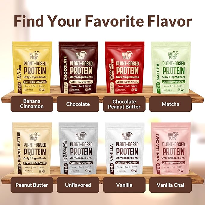 Organic Vegan Protein Powder – Unflavored, Plant-Based, Gluten-Free, Non-GMO, Soy-Free, 20g Protein Per Serving, Ideal for Smoothies, Shakes, Baking, Cooking (1 Pack, 20 Servings)