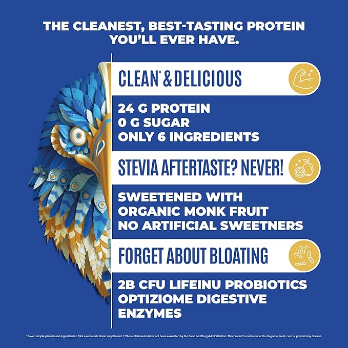 Falcon Vegan Protein Powder Organic, Stevia & Sugar Free, Plant Based Protein, Low Carb, Dairy Free, Keto, Non Whey Protein, Probiotic, Pea Protein | Vanilla Flavor - 37 Servings - 2.64lb