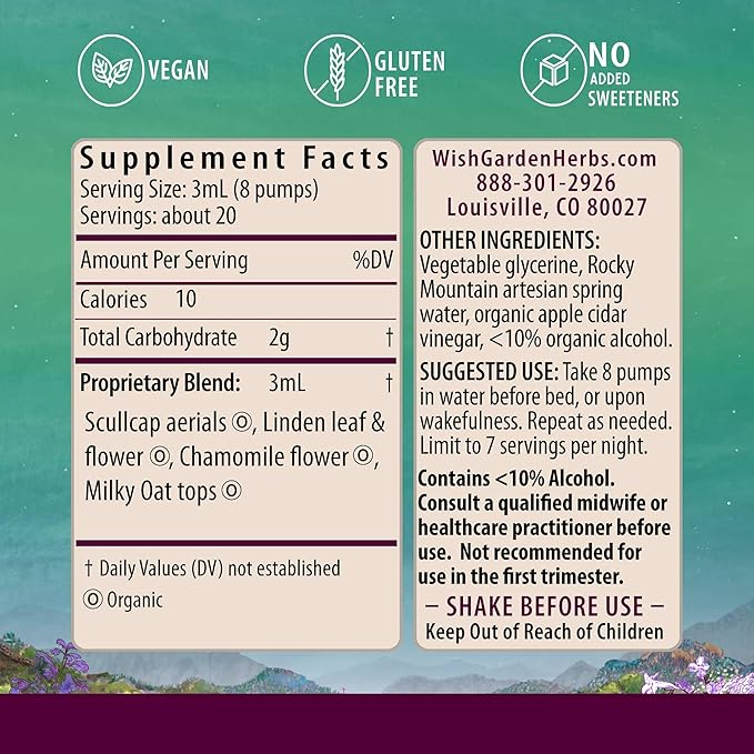 WishGarden Herbs Sleepy Nights for Pregnancy - Plant-Based Herbal Sleep Aid Safe for Pregnant Moms, Organic Sleep Tincture with Chamomile & Scullcap Supports Restful Sleep Without Melatonin, 4oz