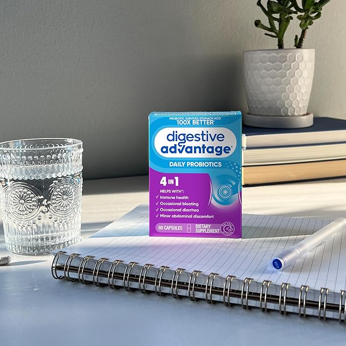 Digestive Advantage Probiotics For Digestive Health, Daily Probiotics For Women & Men, Supports Gut Health, Occasional Bloating & Diarrhea, Minor Abdominal Discomfort, & Immune Support, 60ct Capsules