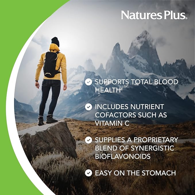 NaturesPlus Hema-Plex Iron - 60 Slow-Release Mini-Tabs - 2 Pack - 85 mg Chelated Iron - Total Blood Health - With Vitamin C & Bioflavonoids - Vegan, Gluten Free - 60 Total Servings