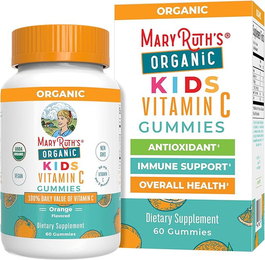 MaryRuth Organics Kids Vitamin C Gummies | Supplement for Immune Support & Overall Health | Vitamin C for Kids Ages 4+ | USDA Organic | Vegan | Non-GMO | 60 Servings