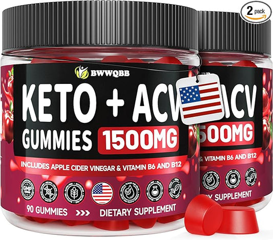 2 Pack Keto ACV Gummies Advanced Formula 1500mg, 180 Vegan Gelatin-Free Advanced Keto Acv Gummies with Pomegranate & Beetroot, Natural Ingredients, Alternative to Keto Drops