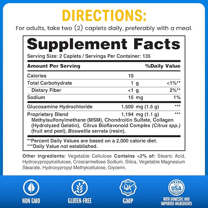 Vitamin World Triple Strength Joint Mover, Glucosamine Chondroitin with MSM Joint Support Supplement, Collagen & Boswellia Serrata Extract, Support Joint Strength, Comfort & Flexibility, 270 Caplets