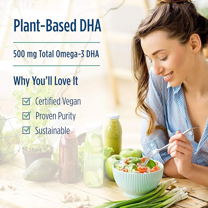 Nordic Naturals Algae DHA - 90 Soft Gels - 500 mg Omega-3 DHA - Certified Vegan Algae Oil - Plant-Based DHA - Brain, Eye & Nervous System Support - Non-GMO - 45 Servings