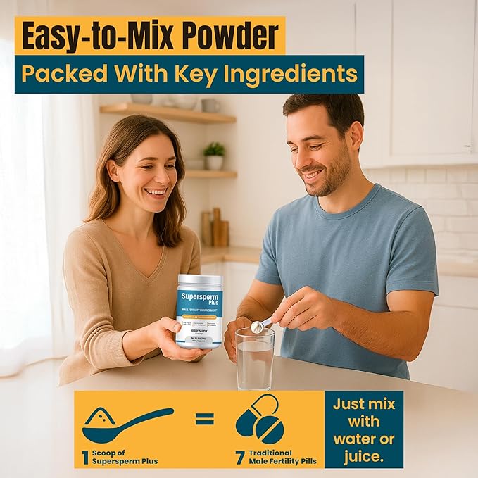 Male Fertility Supplement with L-Carnitine and L-Arginine, Preconception Fertility Formula for Optimal Count & Healthy Volume Production,1 Month Supply (60 doses) in Powder.