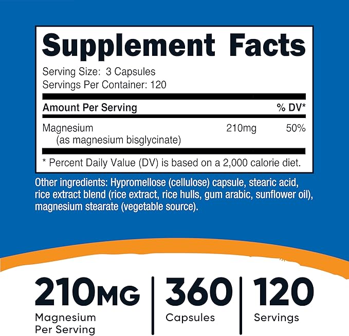 Nutricost Magnesium Glycinate Capsules (360 Capsules, 210 mg Per Serving) - Magnesium Glycinate Supplement for Gentle Absorption