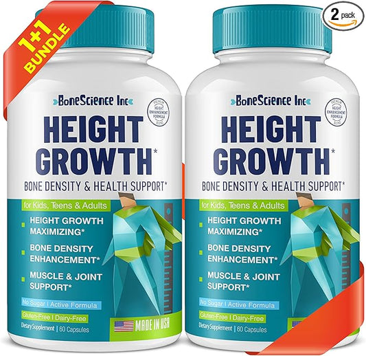 (Pack of 2) Height Growth Maximizer - Made in USA - Natural Height Increase Booster & Bone Growth Pills - Grow Taller Supplement for Adults, Teens & Kids - Vitamins for Boys & Girls to Get Taller
