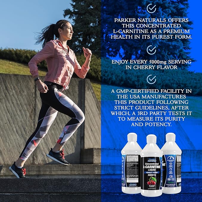Concentrated L-Carnitine Liquid, 5000mg All Natural Cherry Flavored Supplement, Liquid L-Carnitine with Vitamin V5, 16.23 Fl. Oz