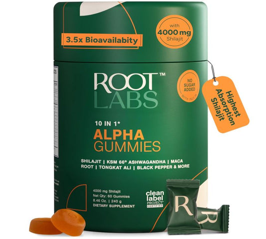 10-1 Alpha Gummies | 4000 mg Pure Himalayan Shilajit I KSM 66 Ashwagandha | Maca Root| Tongkat Ali |75% Fulvic Acid| No Sugar | GMO Free I Clean Lab Certified I 85+ Trace Minerals | 60 Pack