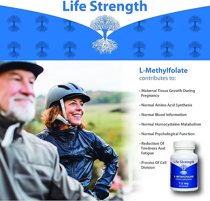 L-Methylfolate 7.5 MG, Optimized & Highly Bioactive Methyl Folate, 5-MTHF Supplement for Mood and Immune Support, Natural Diet Supplement for Energy, Non-GMO & Gluten-Free, 90 Capsules