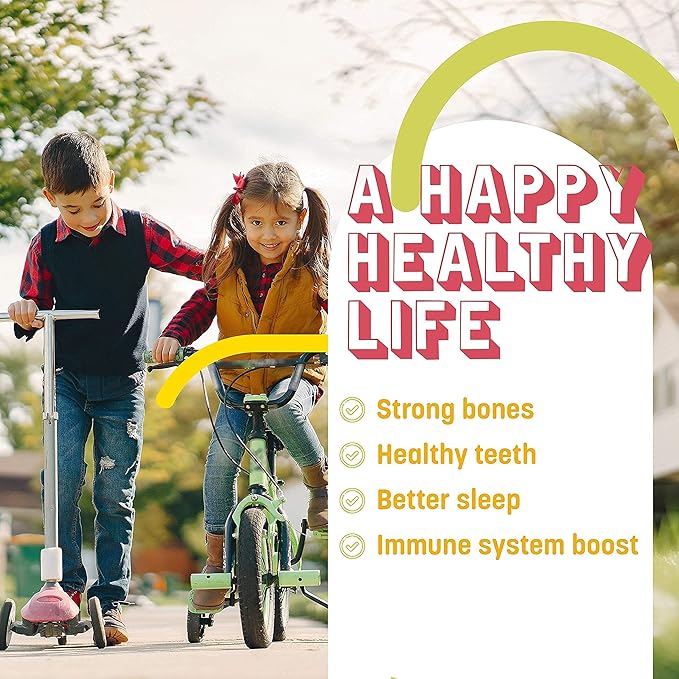 Organic Liquid Calcium for Kids - Magnesium, Zinc, Calcium Citrate & Vitamin D3 Calming Syrup & Liquid Calcium Supplement, NO Sugar NO Artificial Flavors, Vegetarian Halal Kosher