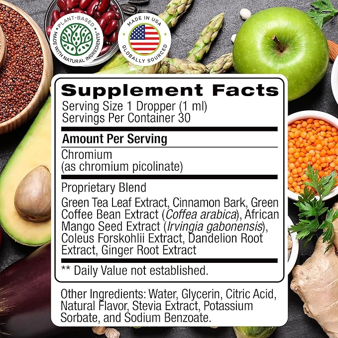 Advanced Weight Loss Liquid Drops – Made in USA - Metabolism Booster & Appetite Suppressant Diet Drops with Green Tea, Cinnamon Bark, Green Coffee, African Mango, Ginger Root & More - 1 Fl Oz