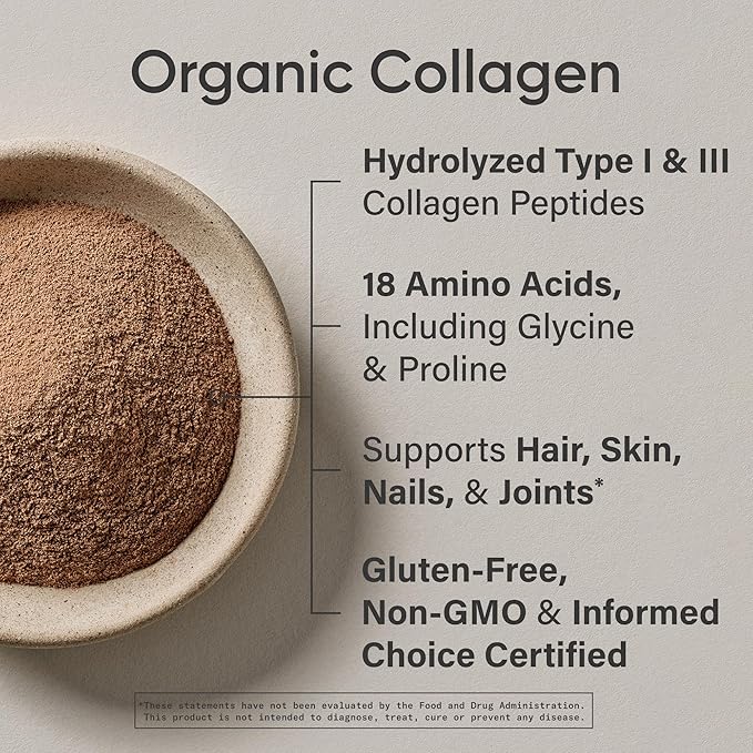 Sports Research® Organic Collagen Peptides (Dark Chocolate) - Hydrolyzed Type I & III Collagen Protein Powder with Amino Acids - USDA Organic, Gluten Free, Sustainably Sourced - 30 Servings
