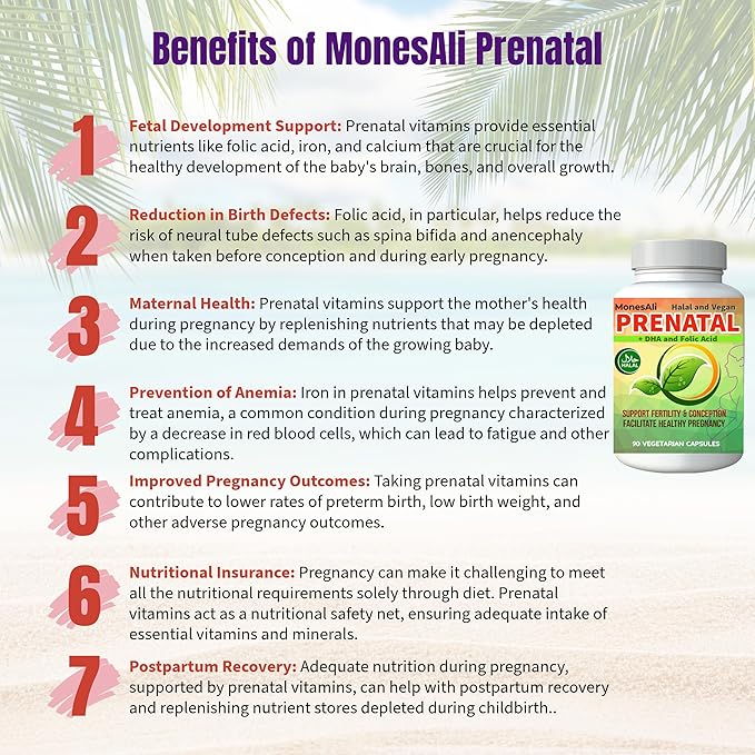 90 Capsules, Multivitamin Vitamins for Women, Halal Prenatal Vitamins for Women, Supplements with DHA and Folic Acid, Vegan and Gelatin Free Vitamins, Womens prenatal multivitamin