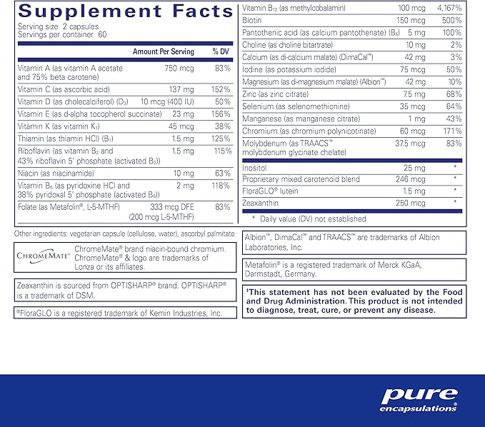 Pure Encapsulations Junior Nutrients - Kids & Teens Multivitamin - Without Iron - with Calcium, Vitamin D3 & Vitamin C - Non-GMO & Vegetarian - 120 Capsules