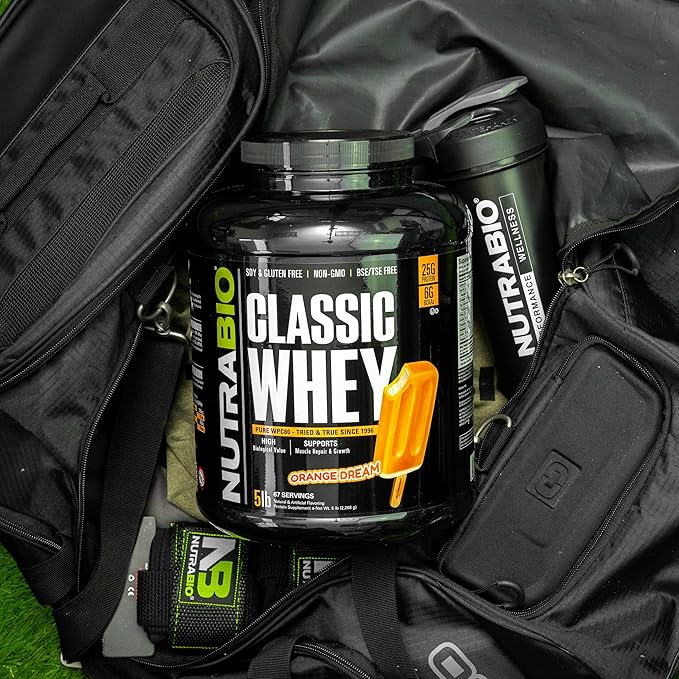 NutraBio Classic Whey Protein Powder- 25G of Protein Per Scoop - Full-Spectrum Amino Acid Profile - No Fillers, Artificial Colors, Preservatives - Orange Dream, 5 Pounds