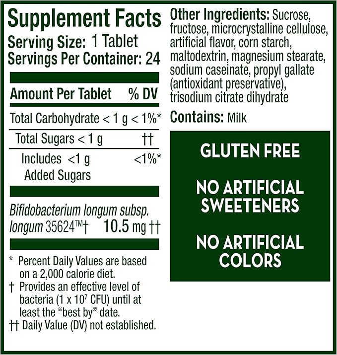 Align Probiotic, Chewable Probiotic Tablets for Women and Men, Fortify Your Digestive System 24/7 with Healthy Bacteria, #1 Recommended Probiotic by Doctors and Gastroenterologists, 24 Tablets