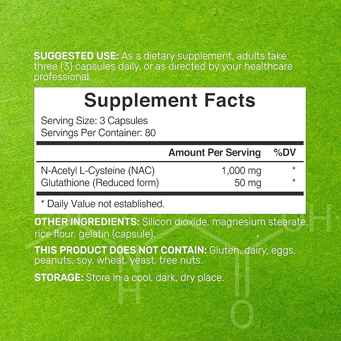 Deal Supplement NAC Supplement (N-Acetyl Cysteine) 1,000mg Per Serving with Reduced Glutathione, 240 Capsules – Antioxidant Support for Immune Health, Lung, & Liver Function