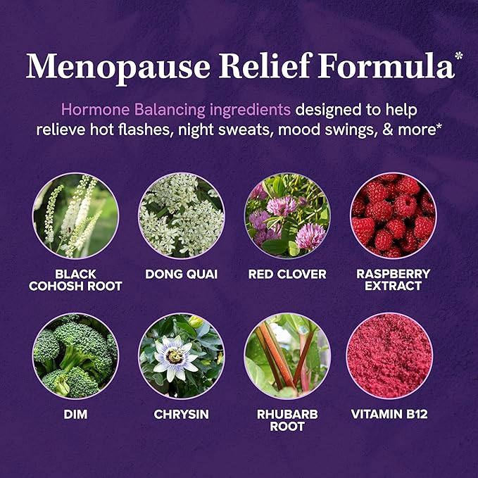 Menopause Supplements for Women Hot Flashes & Night Sweats | Hormone Balance, Menopause Relief for Women & Perimenopause Support | with Black Cohosh, DIM & Red Clover | 60 Ct (2 Month Supply)