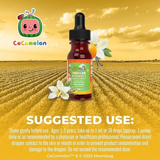 MaryRuth Organics Toddler Vitamin C Drops | USDA Organic Vitamin C Liquid Drops for Toddler | Ages 1-3 Years | Vitamin for Immune Support & Overall Health | Vegan | Non-GMO | 30 Servings
