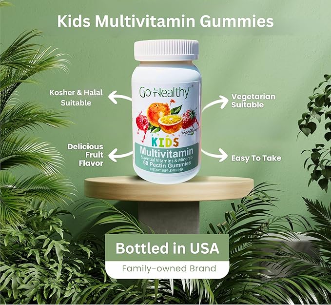 Go Healthy Kids Multivitamin Gummies – Toddler & Children's Vitamin Gummy Supplement, Growth & Immune Support – Kosher, Halal, Non-GMO, Gluten-Free, Delicious Fruit Flavor - 30 Servings