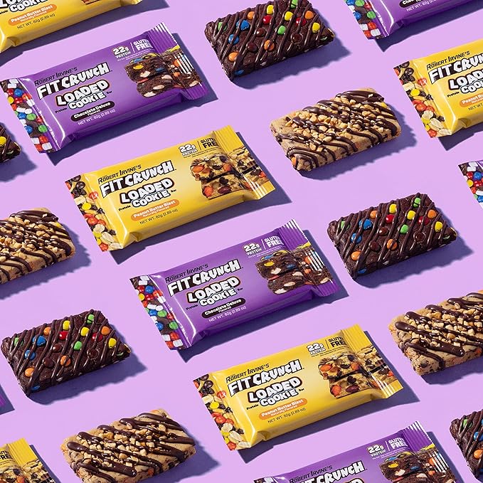 FITCRUNCH Loaded Cookie Protein Bar, High Protein, Gluten Free, Protein Snack (12 Count, Peanut Butter)